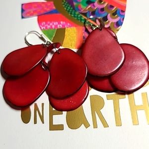 Earrings-Maroon  Bakelite or Resin?